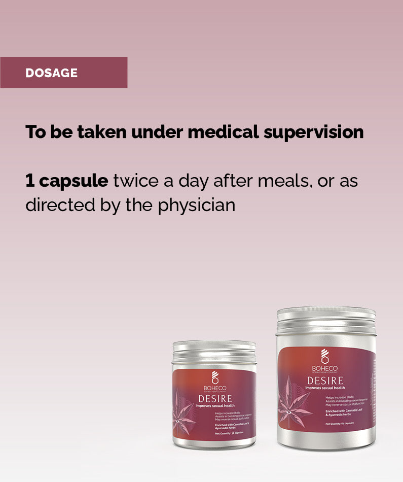 BOHECO's DESIRE Capsules Dosage - 1 Capsule Twice A Day After Meals