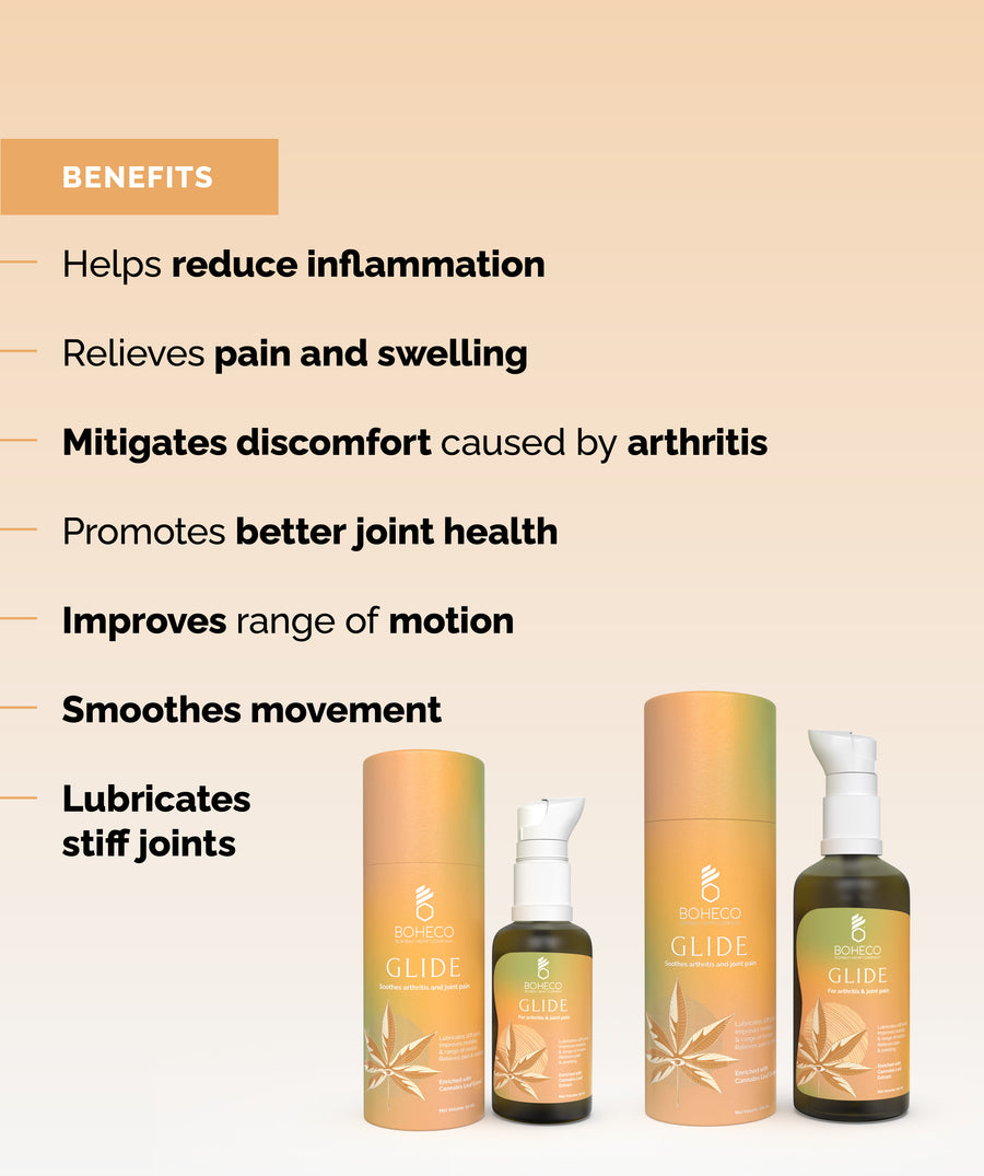 BOHECO GLIDE Hemp Seed Oil Benefits - Reduce Inflammation, pain & swelling, promoted better joint health